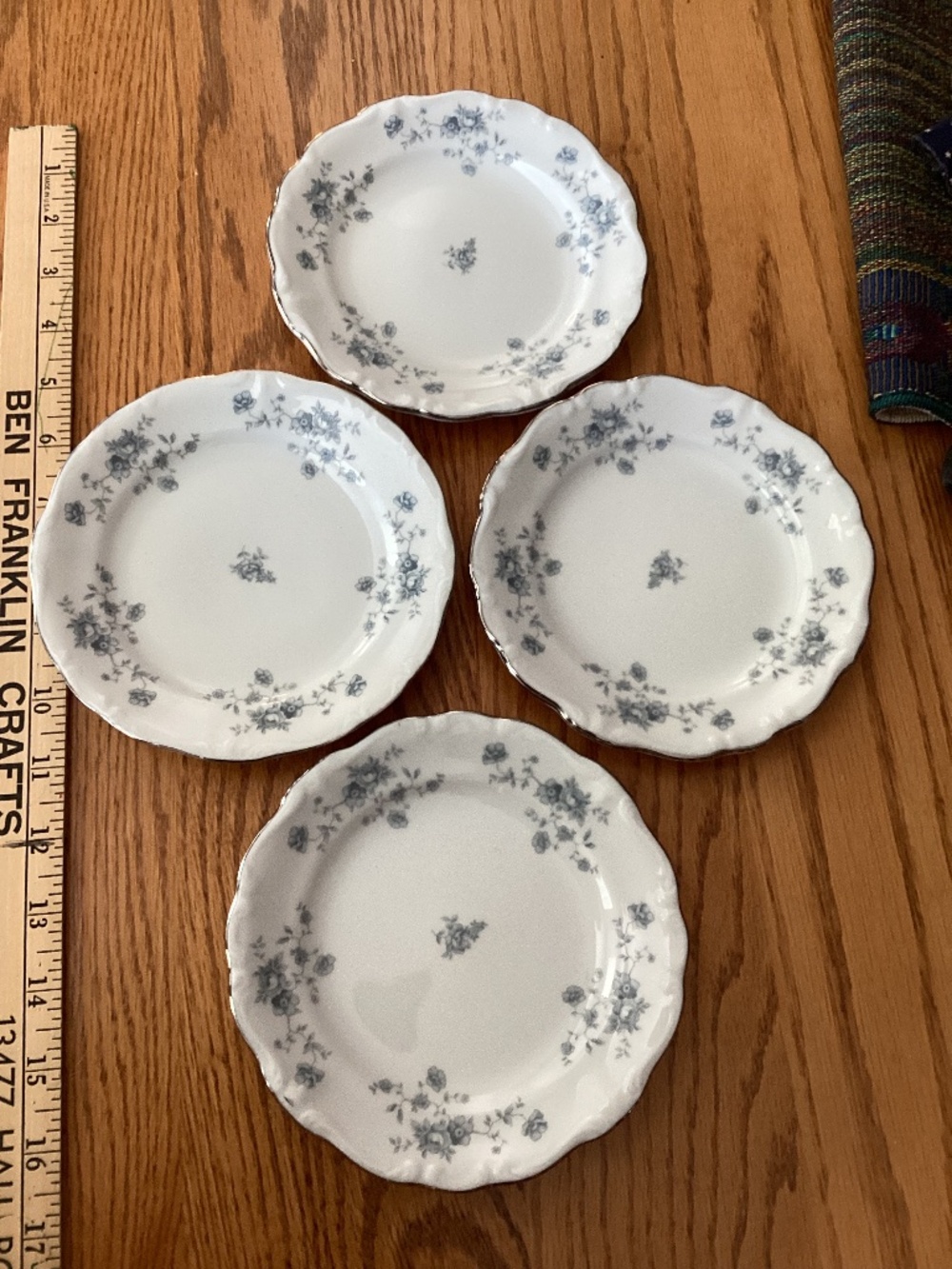Set of 4 Blue Garland Haviland Bavarian China Small Plates approx. 6 inches